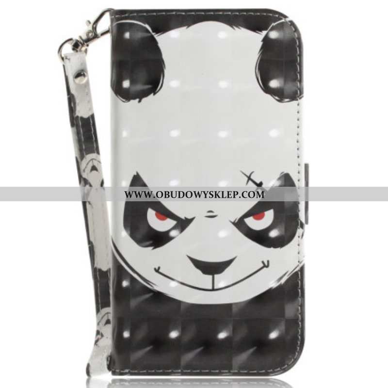 Etui Folio do Moto G73 5G z Łańcuch Wściekła Panda Ze Smyczą