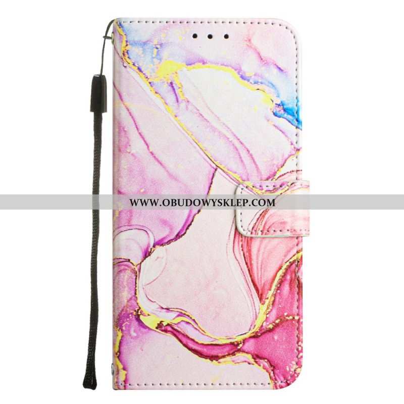 Etui Folio do OnePlus Nord 2T 5G z Łańcuch Pasek Marmuru