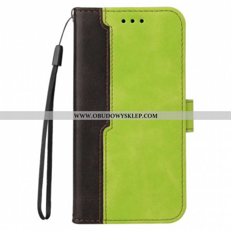 Etui Folio do Oppo A54 5G / A74 5G Kolorowa Dwukolorowa Sztuczna Skóra