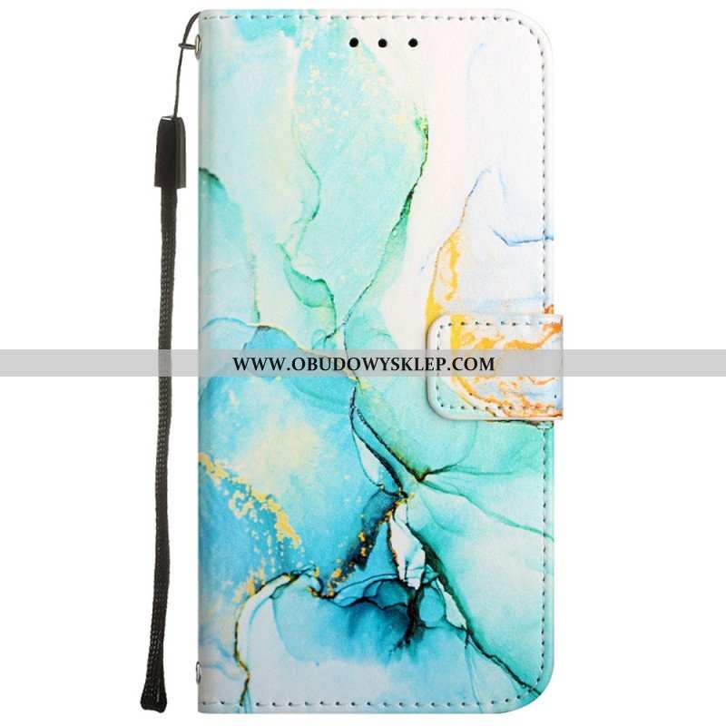 Etui Folio do Oppo A54 5G / A74 5G Marmur Ze Smyczą