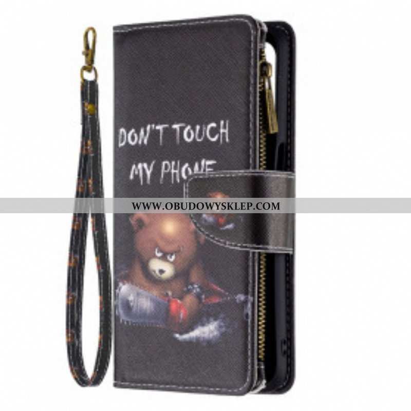 Etui Folio do Oppo A54 5G / A74 5G Zapinany Na Zamek Kieszonkowy Miś