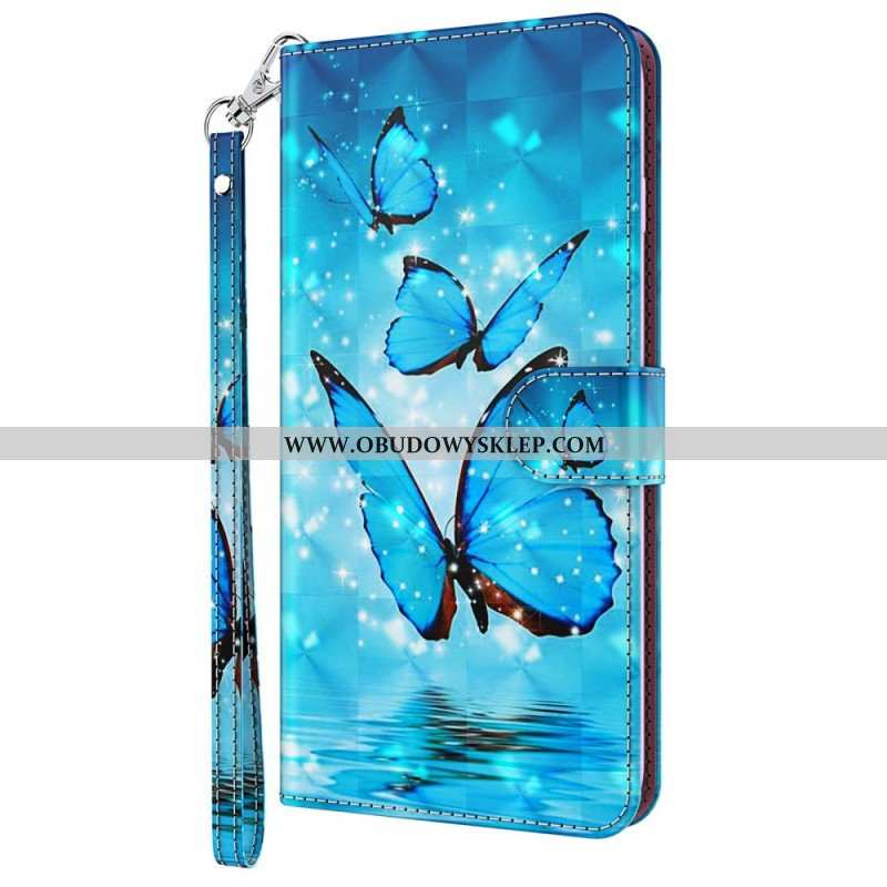 Etui Folio do Oppo A54 5G / A74 5G z Łańcuch Stringi Motyle