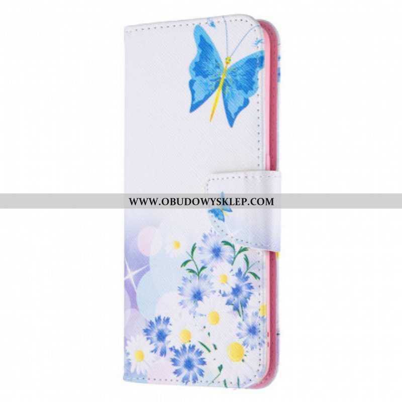 Etui Folio do Oppo A94 5G Malowane Motyle I Kwiaty