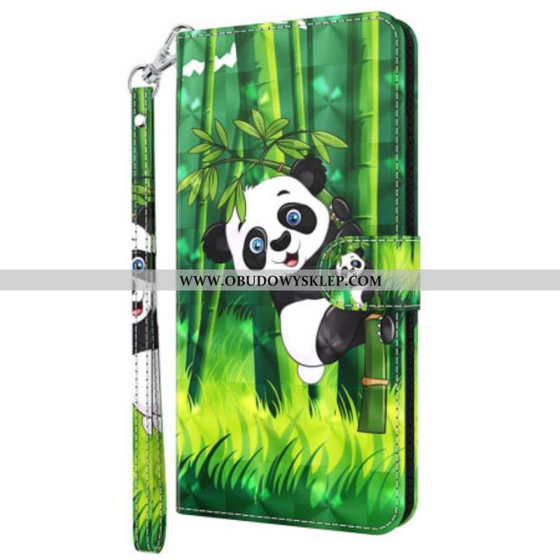 Etui Folio do Oppo A94 5G Panda Ze Smyczą