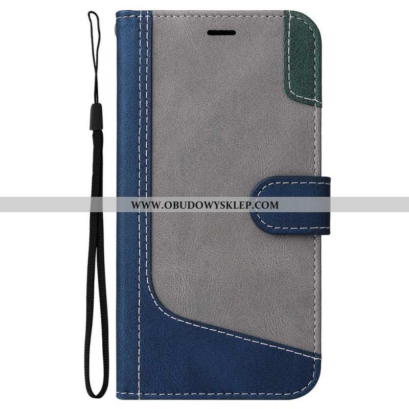 Etui Folio do Oppo A94 5G Trójkolorowy Ze Smyczą