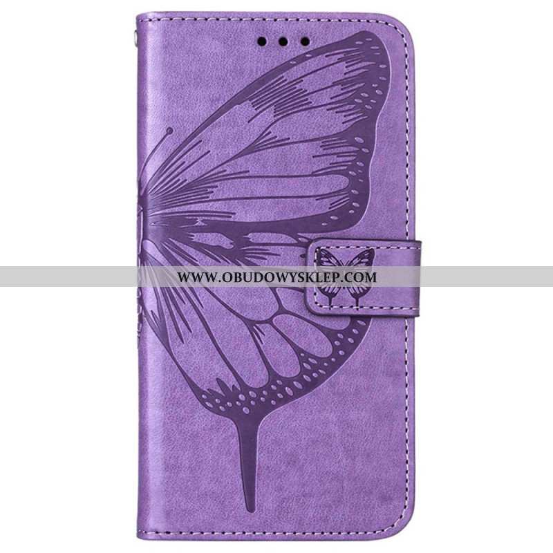 Etui Folio do Oppo Reno 8 Pro z Łańcuch Barokowy Motyl Z Paskami