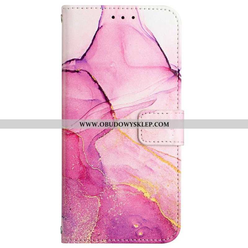 Etui Folio do Oppo Reno 8 Pro z Łańcuch Pasek Marmuru