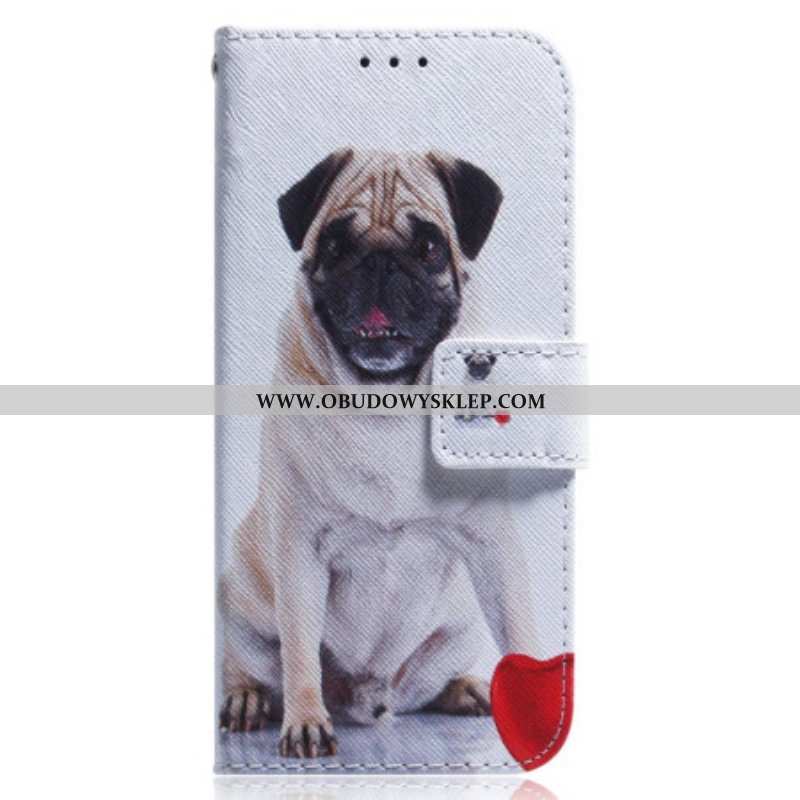 Etui Folio do Oppo Reno 8 z Łańcuch Ładny Mops W Pasku