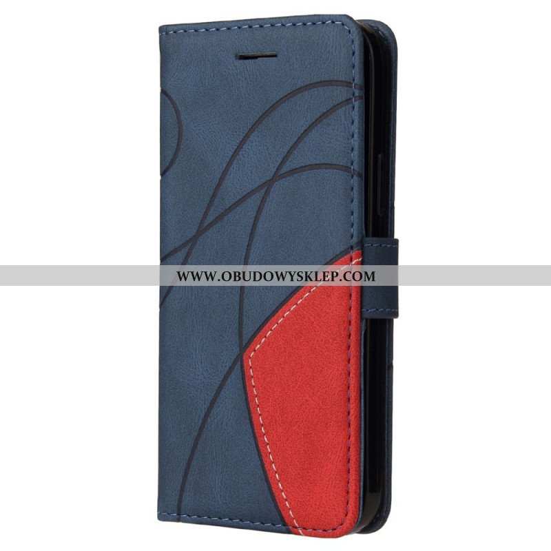 Etui Folio do Poco F4 GT z Łańcuch Dwukolorowy Pasek