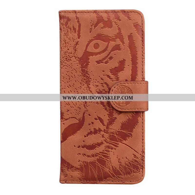 Etui Folio do Poco M3 Pro 5G Nadruk Twarzy Tygrysa