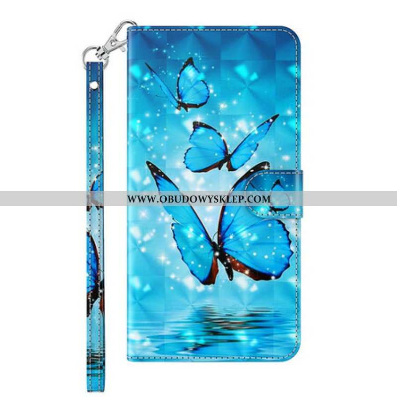 Etui Folio do Poco M3 Pro 5G Niebieskie Motyle