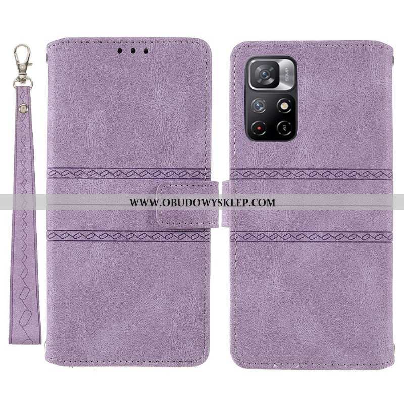 Etui Folio do Poco M4 Pro 5G Koronkowe Szwy