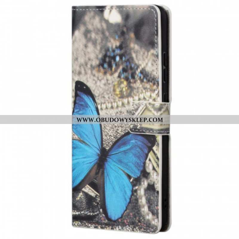 Etui Folio do Poco M4 Pro 5G Niebieski Motyl