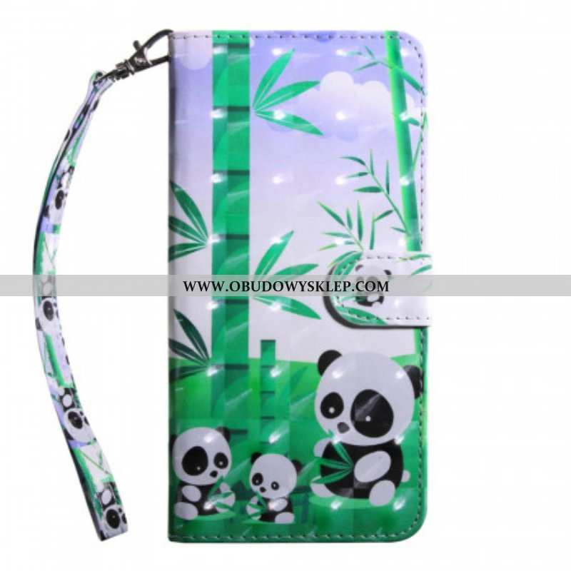 Etui Folio do Poco M4 Pro 5G Pandy Z Jasnymi Plamami