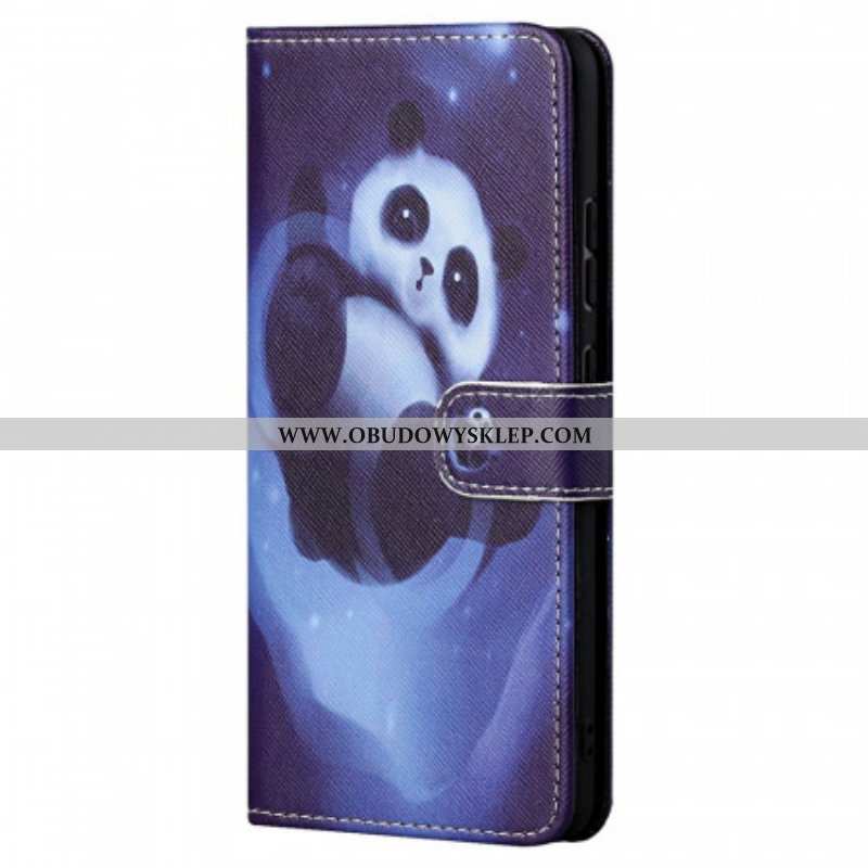 Etui Folio do Poco M4 Pro 5G z Łańcuch Panda Space Ze Smyczą