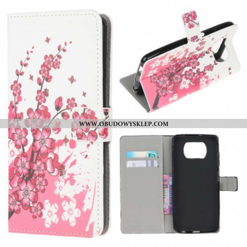 Etui Folio do Poco X3 / X3 Pro / X3 NFC Tropikalne Kwiaty