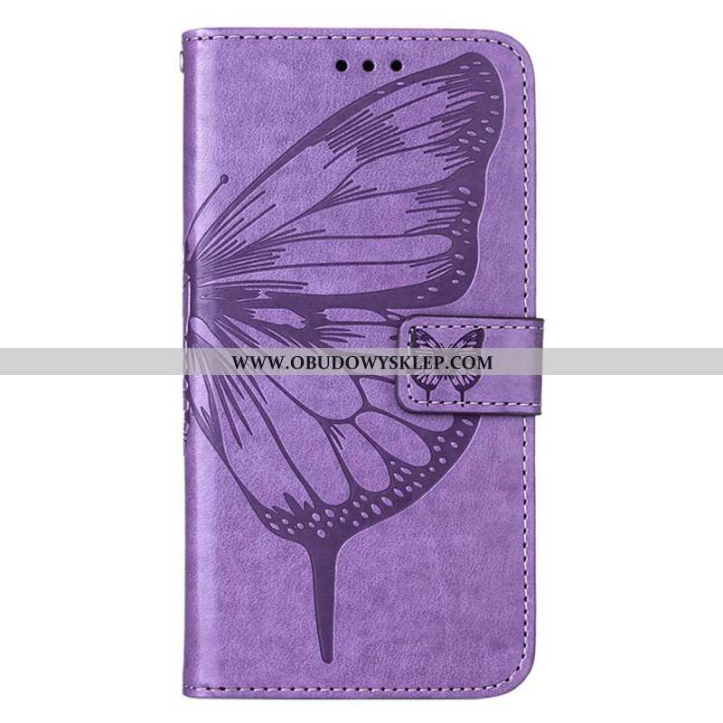 Etui Folio do Poco X4 GT z Łańcuch Motyl W Paski