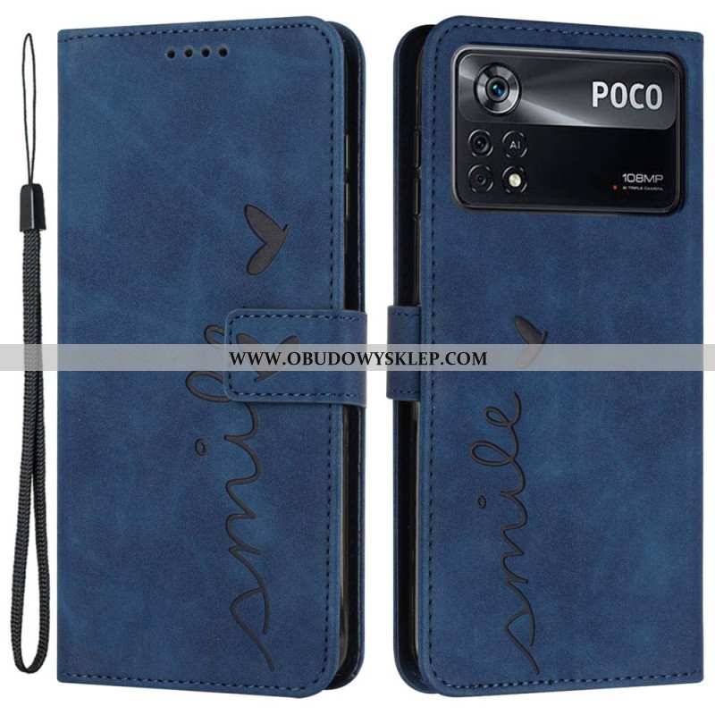 Etui Folio do Poco X4 Pro 5G z Łańcuch Pasiasty Uśmiech