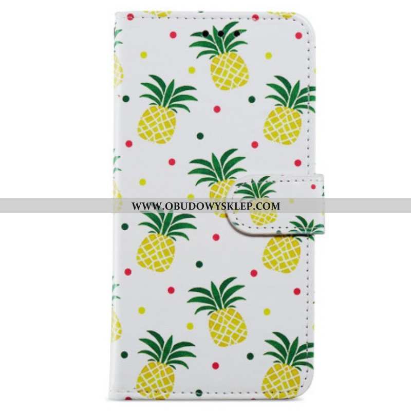 Etui Folio do Poco X4 Pro 5G z Łańcuch Paskowaty Ananas