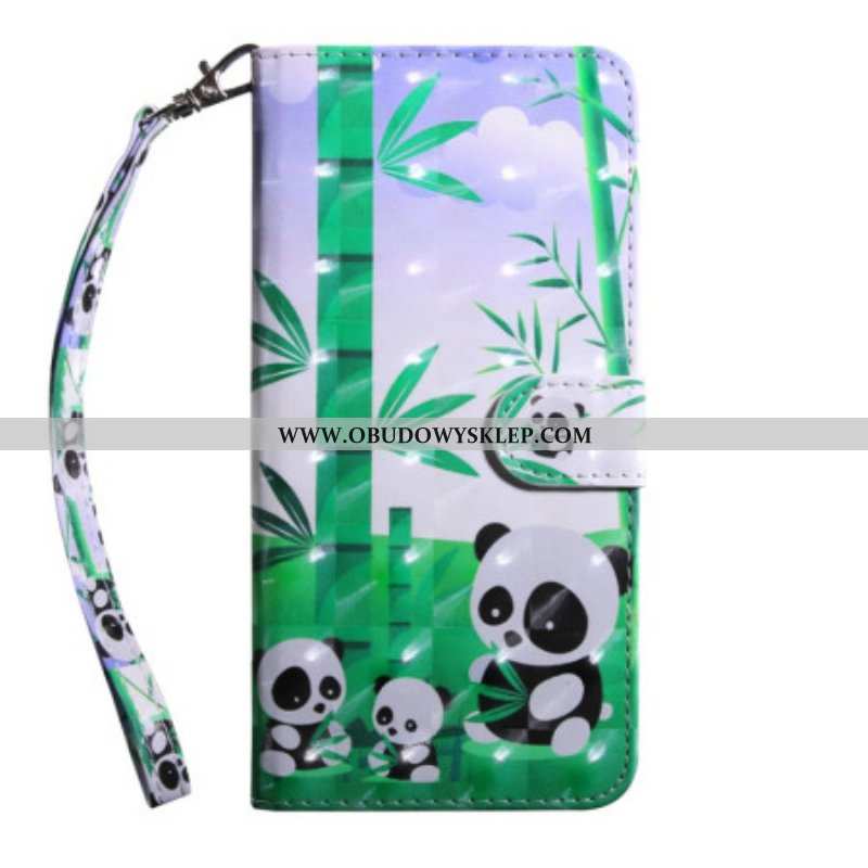 Etui Folio do Poco X4 Pro 5G z Łańcuch Smycz Panda Family