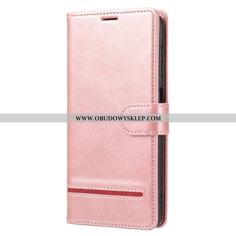 Etui Folio do Poco X5 5G Liniowy Efekt Skóry