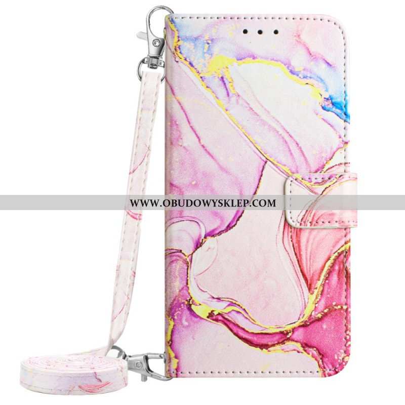 Etui Folio do Poco X5 5G Marmurowy Pasek Na Ramię