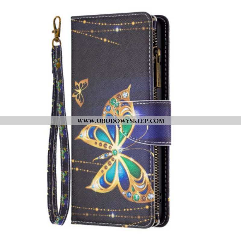 Etui Folio do Poco X5 5G Portmonetka Złote Motyle