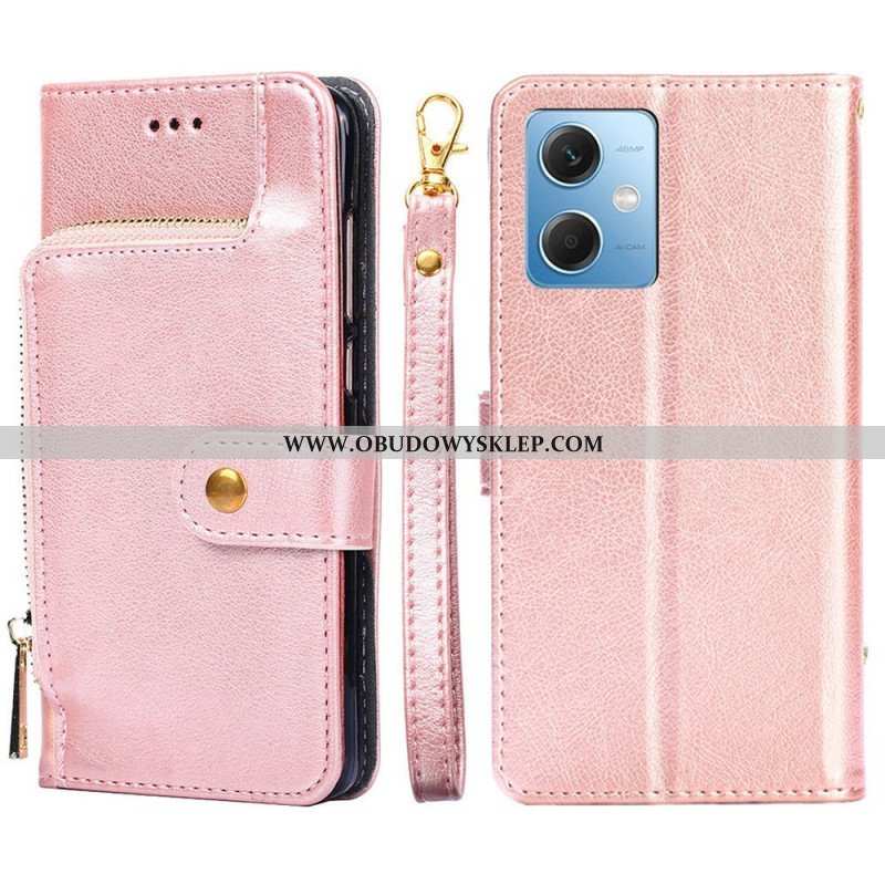 Etui Folio do Poco X5 5G Zapinana Na Zamek Portmonetka