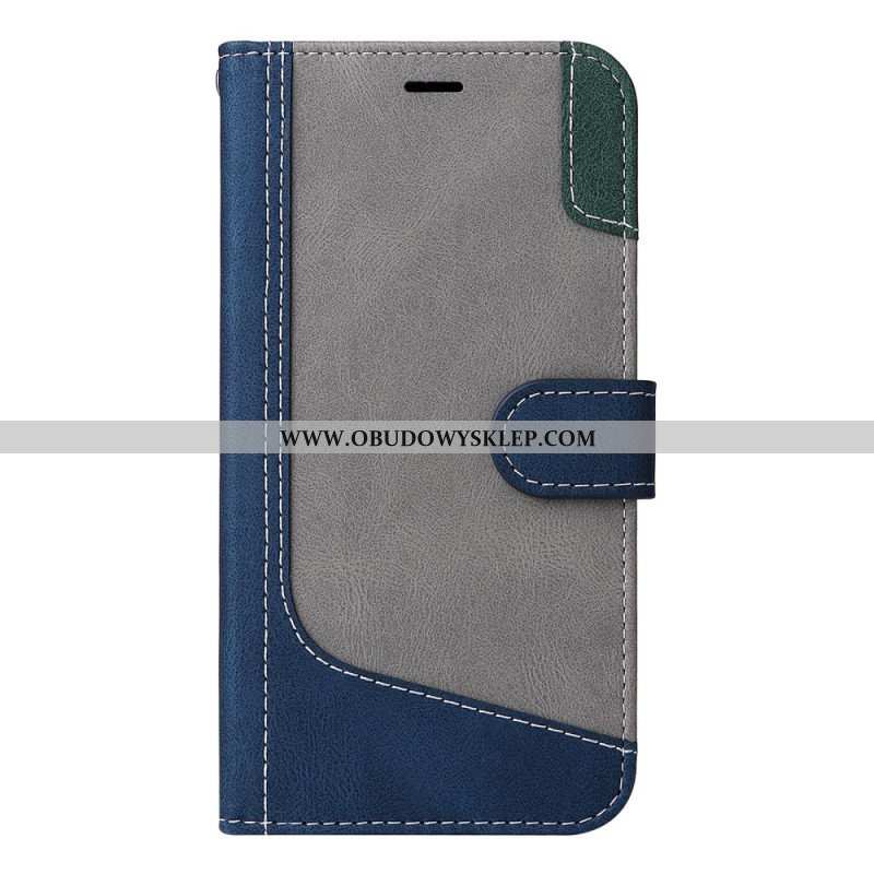 Etui Folio do Poco X5 5G z Łańcuch Trójkolorowy Pasek