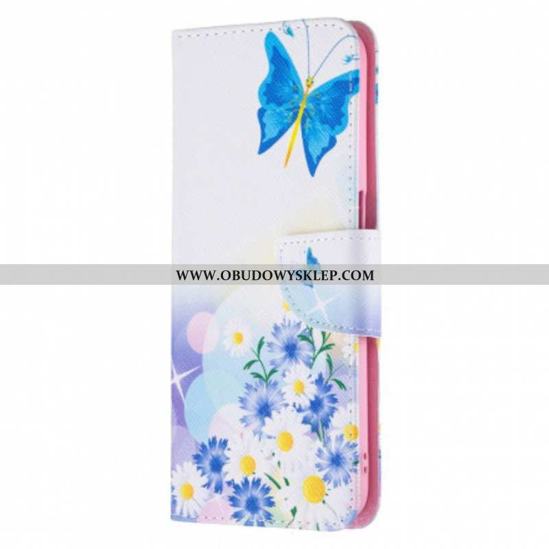 Etui Folio do Realme 8 5G Malowane Motyle I Kwiaty