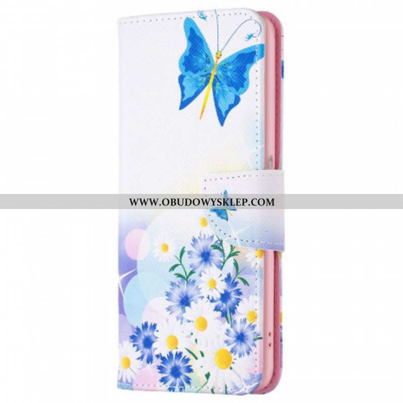 Etui Folio do Realme 9i Motyle I Pastelowe Kwiaty