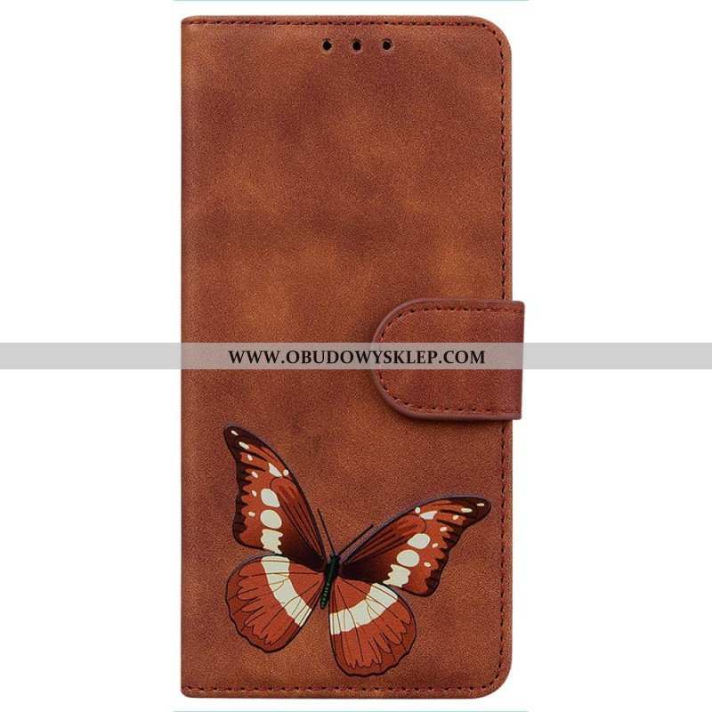 Etui Folio do Realme C35 Motyl Dotykający Skóry