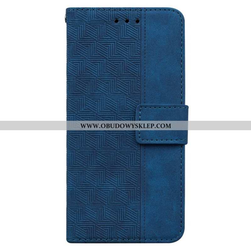 Etui Folio do Realme C35 z Łańcuch Geometryczne Wzory Na Ramiączkach