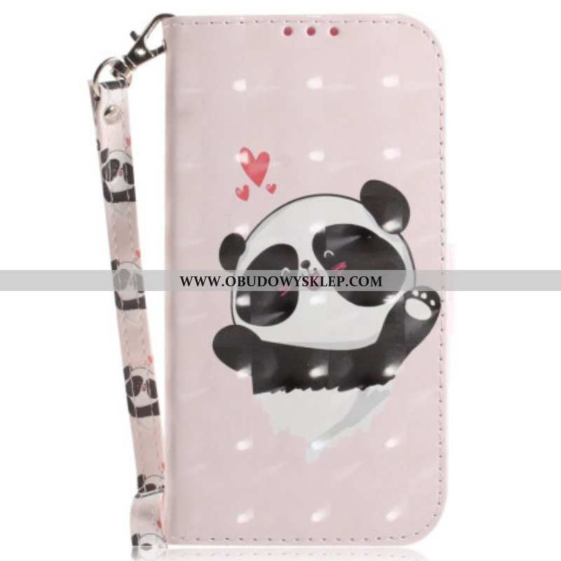 Etui Folio do Realme C35 z Łańcuch Mała Panda Z Paskiem