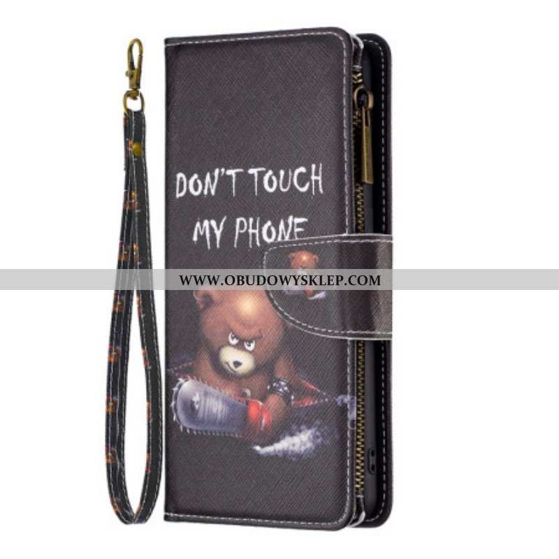 Etui Folio do Realme C35 z Łańcuch Zapinana Na Zamek Saszetka Dangerous Bear Z Paskami