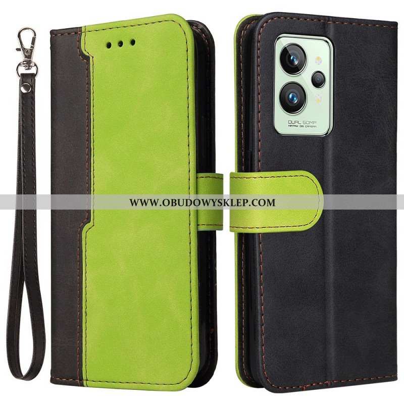 Etui Folio do Realme GT2 Pro z Łańcuch Dwukolorowy Pasek Premium