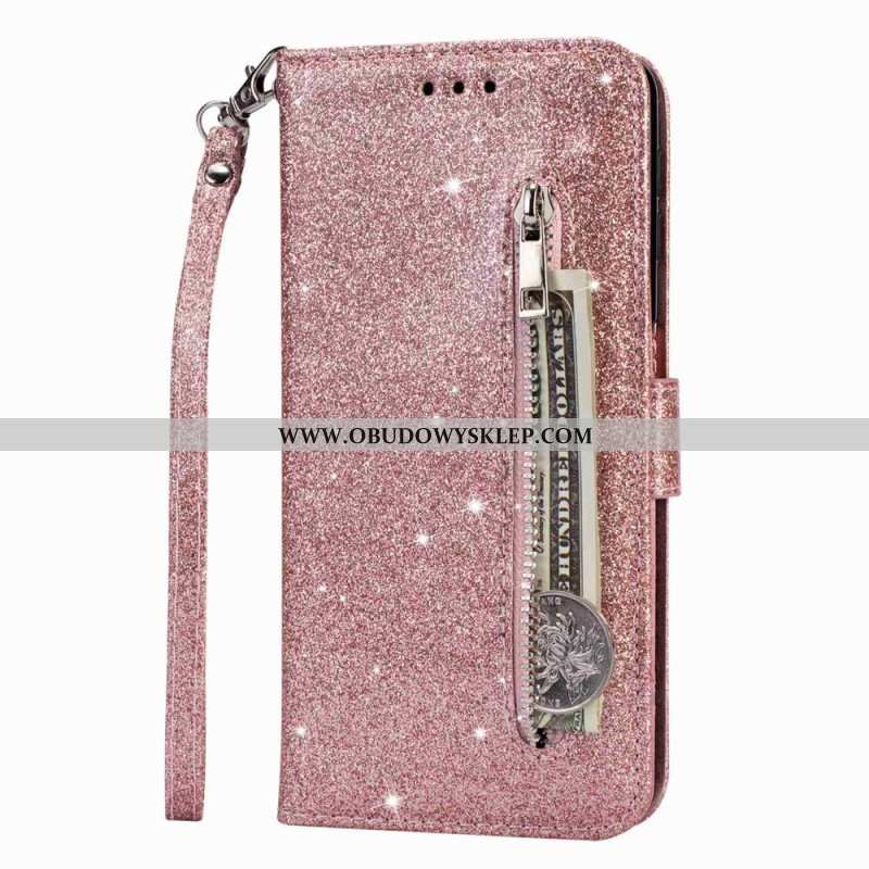 Etui Folio do Samsung Galaxy A14 / A14 5G Cekinowy Brokatowy Styl