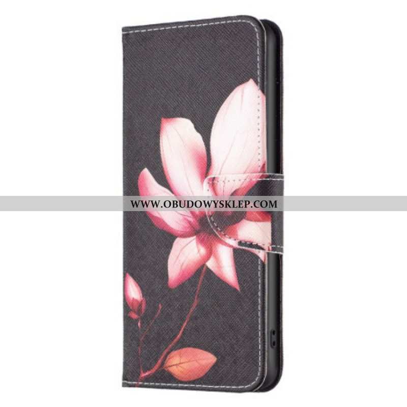 Etui Folio do Samsung Galaxy A14 / A14 5G Kwiat Na Czarnym Tle