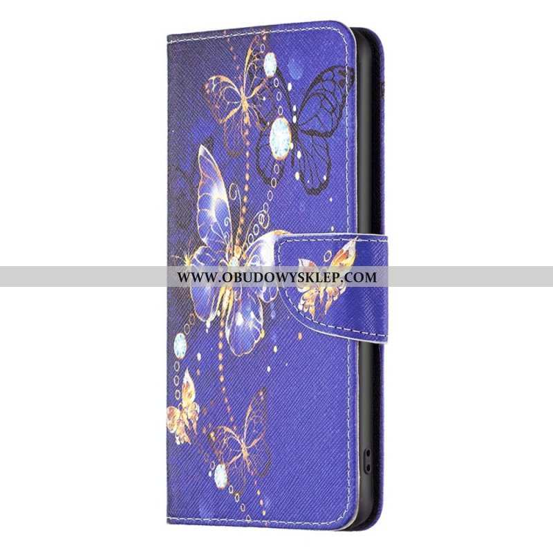 Etui Folio do Samsung Galaxy A14 / A14 5G Złote Motyle