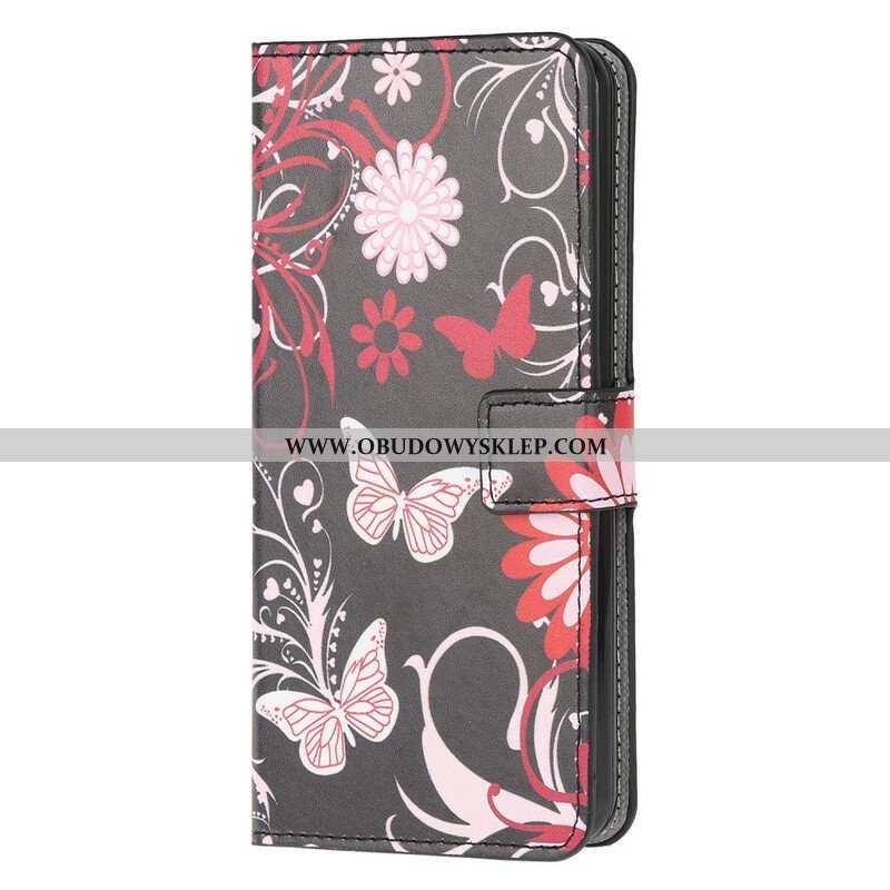 Etui Folio do Samsung Galaxy A42 5G Motyle I Kwiaty