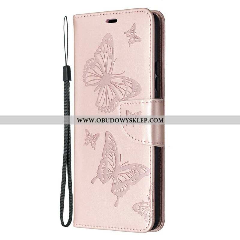 Etui Folio do Samsung Galaxy A42 5G Motyle W Locie Z Smyczą