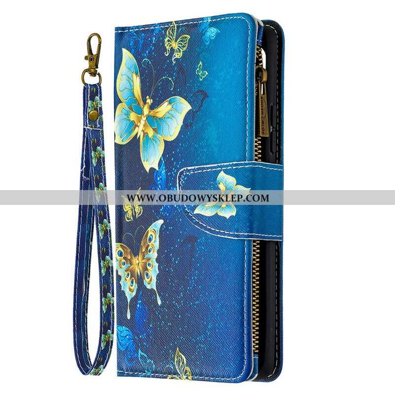 Etui Folio do Samsung Galaxy A42 5G Zapinana Na Zamek Kieszeń W Motyle