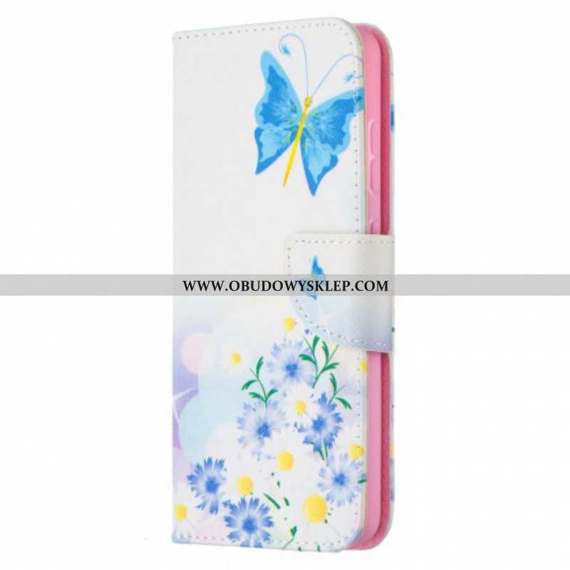 Etui Folio do Samsung Galaxy A52 4G / A52 5G / A52s 5G Malowane Motyle I Kwiaty