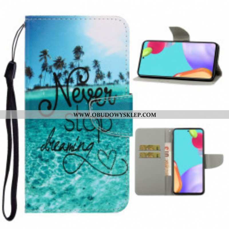 Etui Folio do Samsung Galaxy A52 4G / A52 5G / A52s 5G z Łańcuch Granatowy Pasek Na Ramiączkach Neve