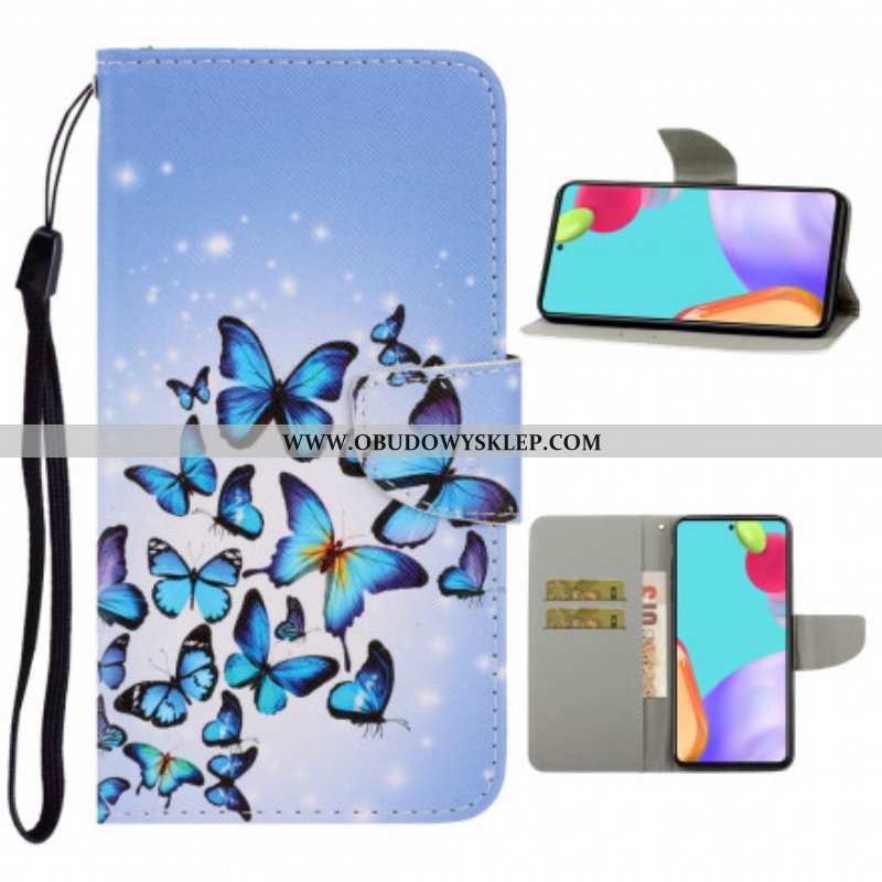 Etui Folio do Samsung Galaxy A52 4G / A52 5G / A52s 5G z Łańcuch Motyle Wariacje Paska