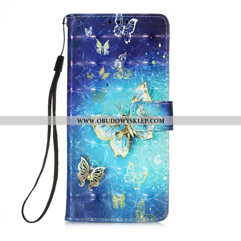 Etui Folio do Samsung Galaxy A54 5G z Łańcuch Lot Motyli W Smyczy