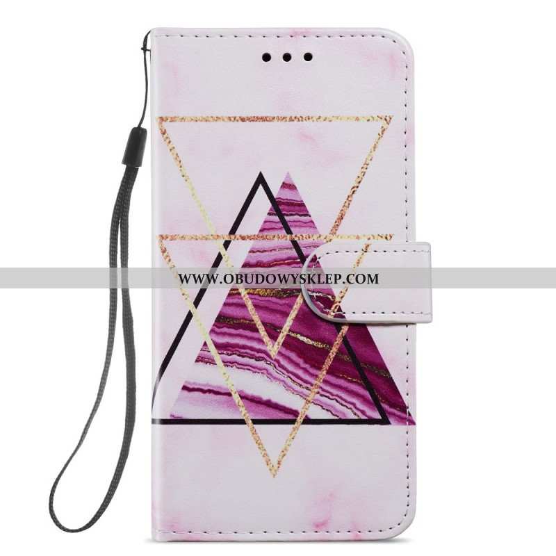 Etui Folio do Samsung Galaxy A54 5G z Łańcuch Marmur W Stylu Strappy