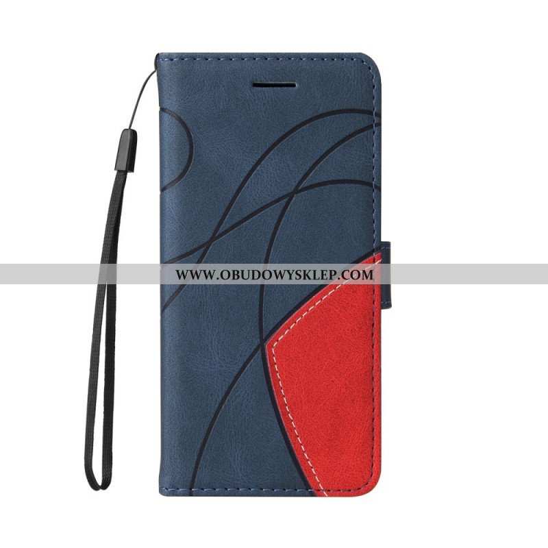 Etui Folio do Samsung Galaxy M12 / A12 Dwukolorowa Sygnowana Sztuczna Skóra