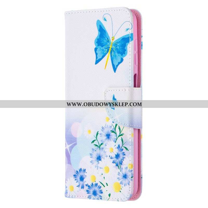 Etui Folio do Samsung Galaxy M12 / A12 Malowane Motyle I Kwiaty