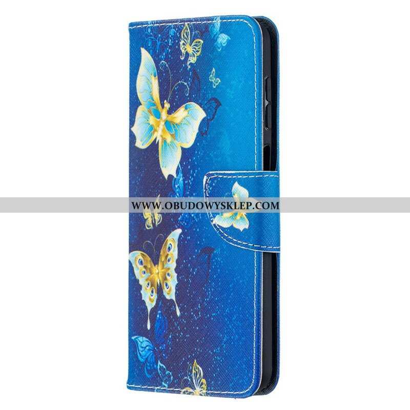 Etui Folio do Samsung Galaxy M12 / A12 Złote Motyle